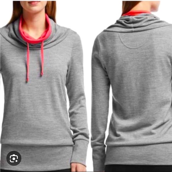 Icebreaker Sweaters - Icebreaker Women’s Merino Wool Sweater Grey Pink Boréal Cowl Small